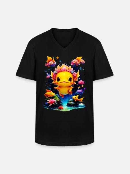 axolotl - T-shirt col V Homme - noir