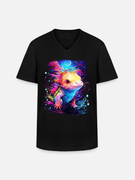 Axolotl - Men's V-Neck T-Shirt - black