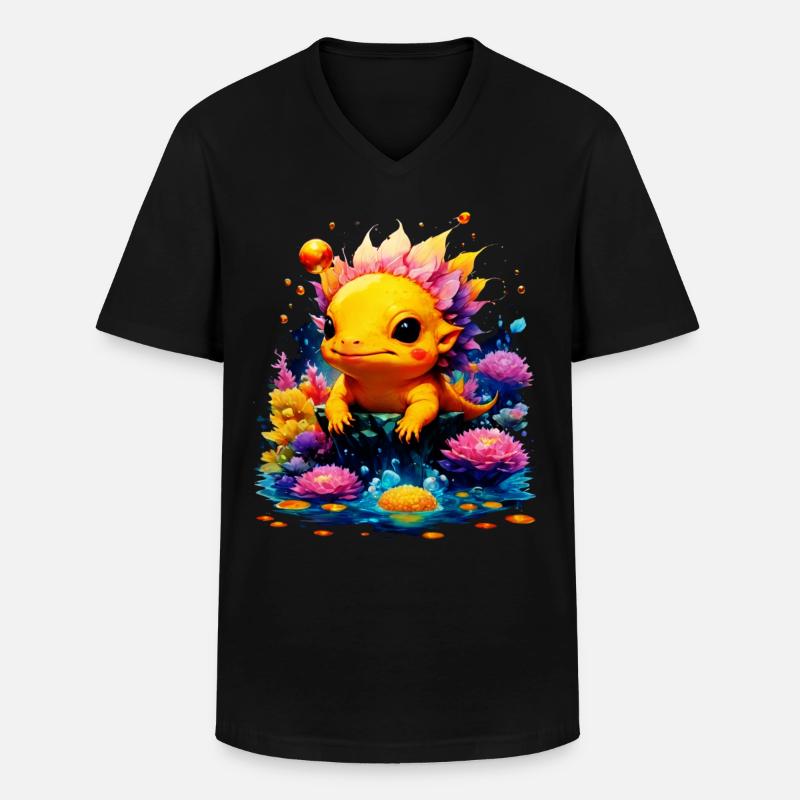 Axolotl - Männer-T-Shirt mit V-Ausschnitt - Schwarz