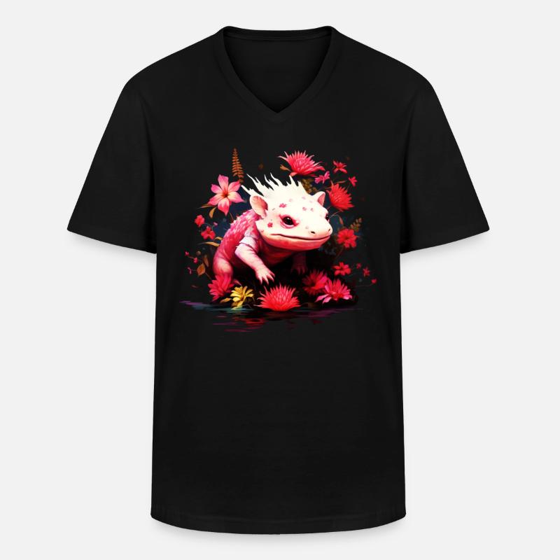 Axolotl - Männer-T-Shirt mit V-Ausschnitt - Schwarz