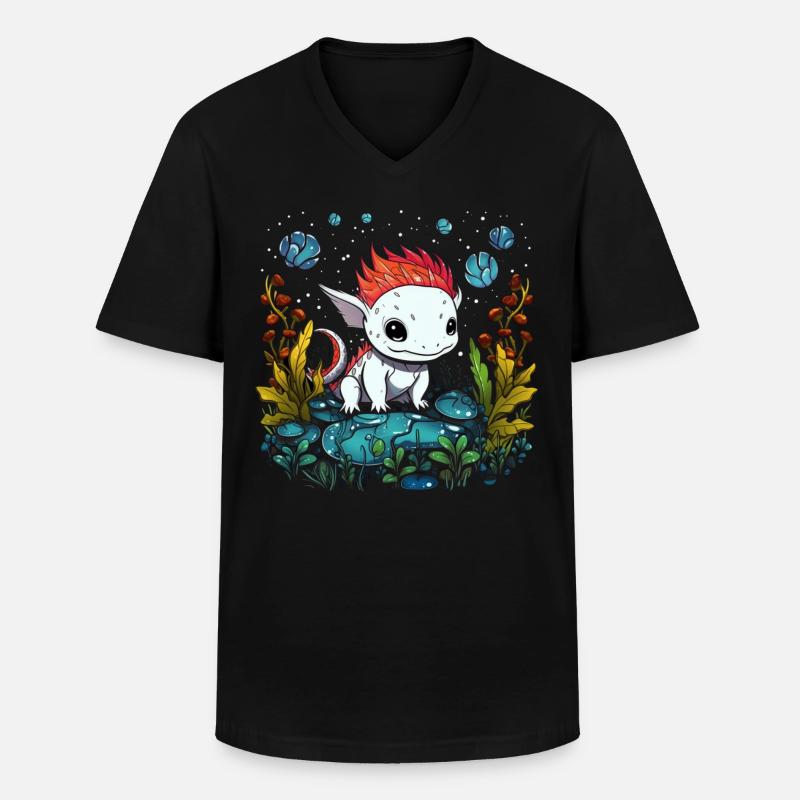 Axolotl - Männer-T-Shirt mit V-Ausschnitt - Schwarz