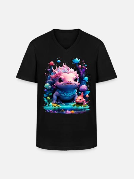 Axolotl - Men's V-Neck T-Shirt - black