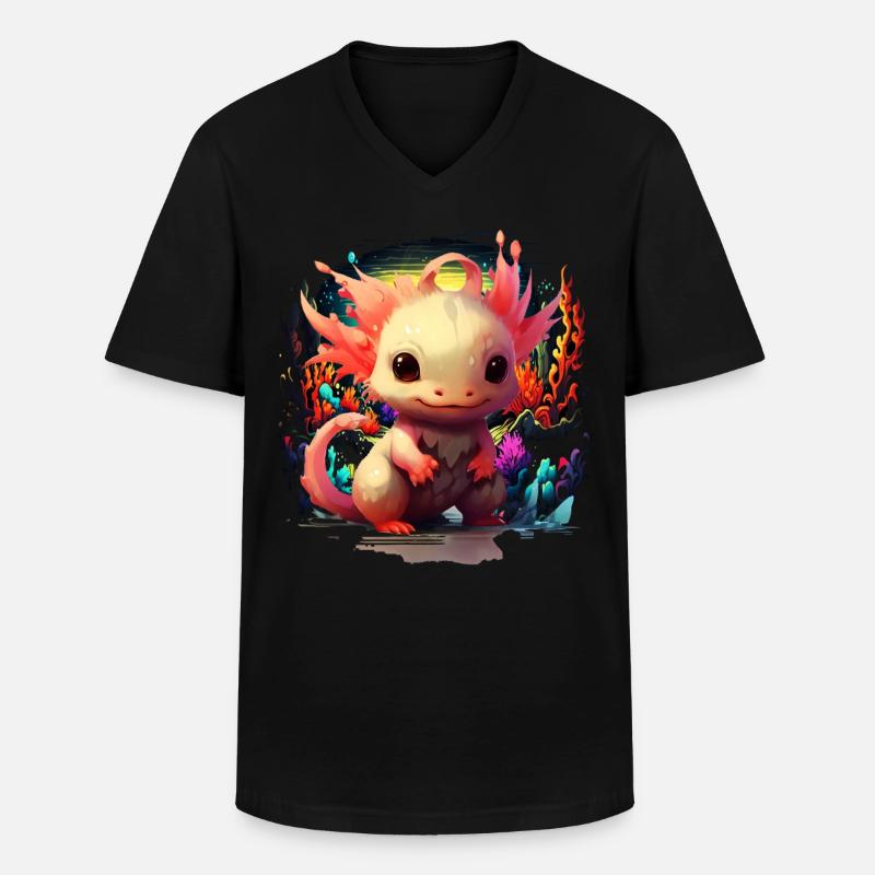 Axolotl - Männer-T-Shirt mit V-Ausschnitt - Schwarz