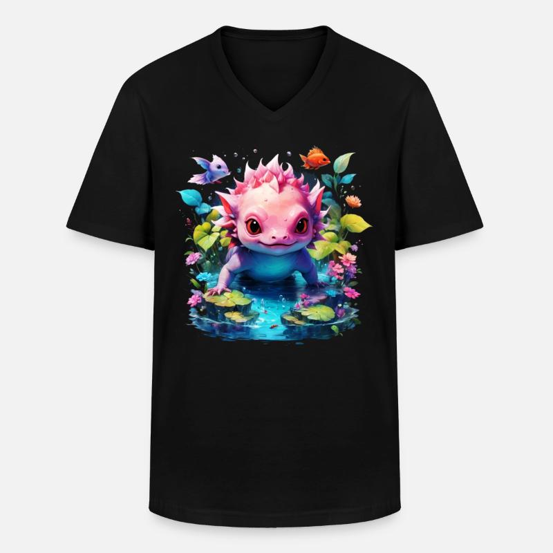 Axolotl - Männer-T-Shirt mit V-Ausschnitt - Schwarz