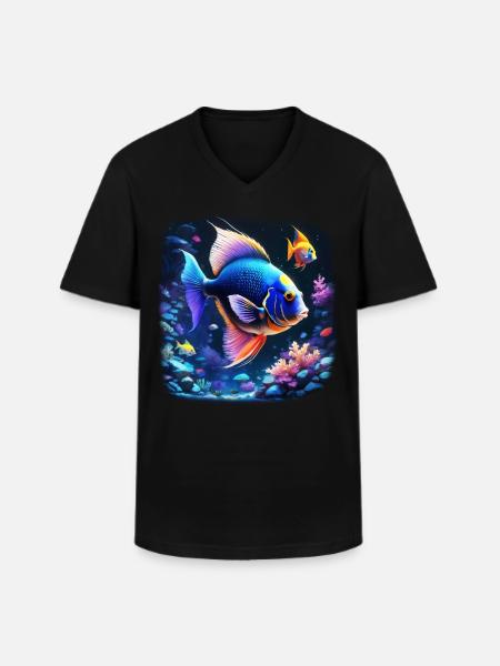 Angelfish - Men's V-Neck T-Shirt - black