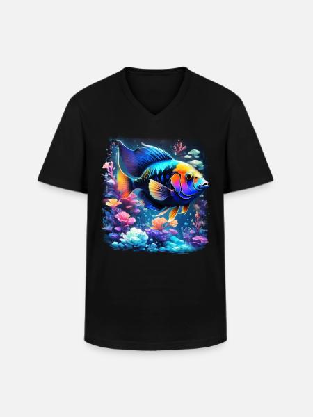 Angelfish - Men's V-Neck T-Shirt - black