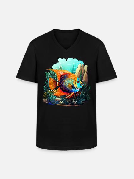 Angelfish - Men's V-Neck T-Shirt - black