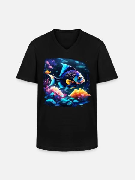 Angelfish - Men's V-Neck T-Shirt - black