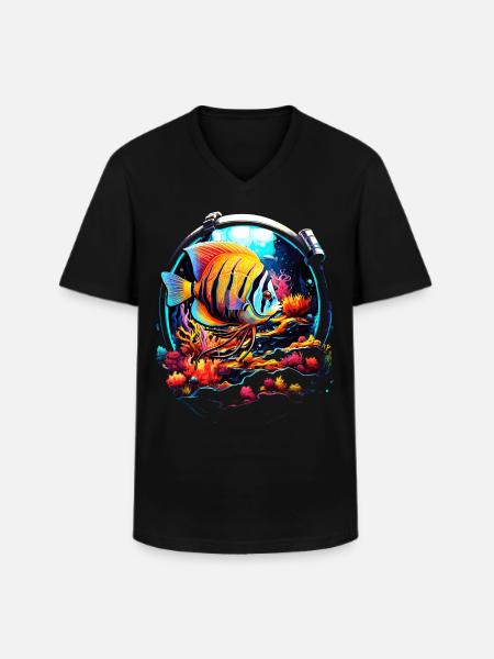 Angelfish - Men's V-Neck T-Shirt - black