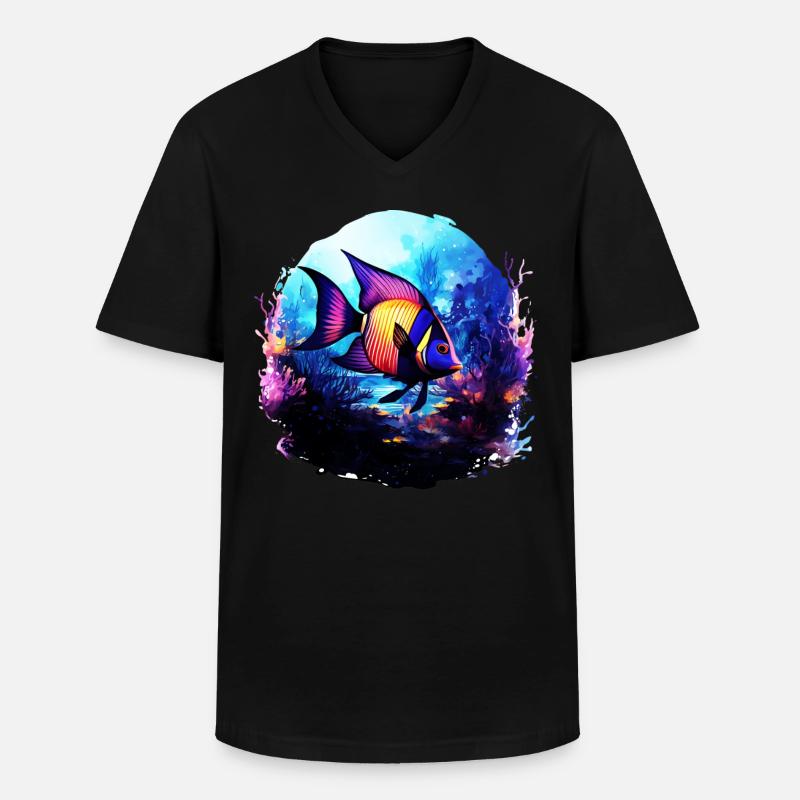 Angelfish - Men's V-Neck T-Shirt - black