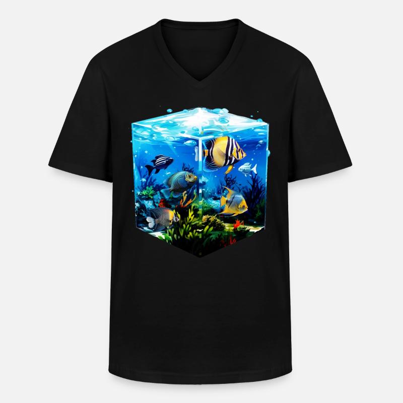 Skalar - Männer-T-Shirt mit V-Ausschnitt - Schwarz