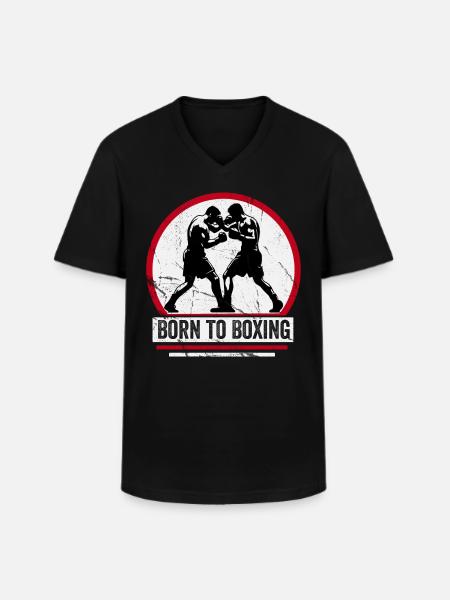 Né pour la boxe - T-shirt col V Homme - noir