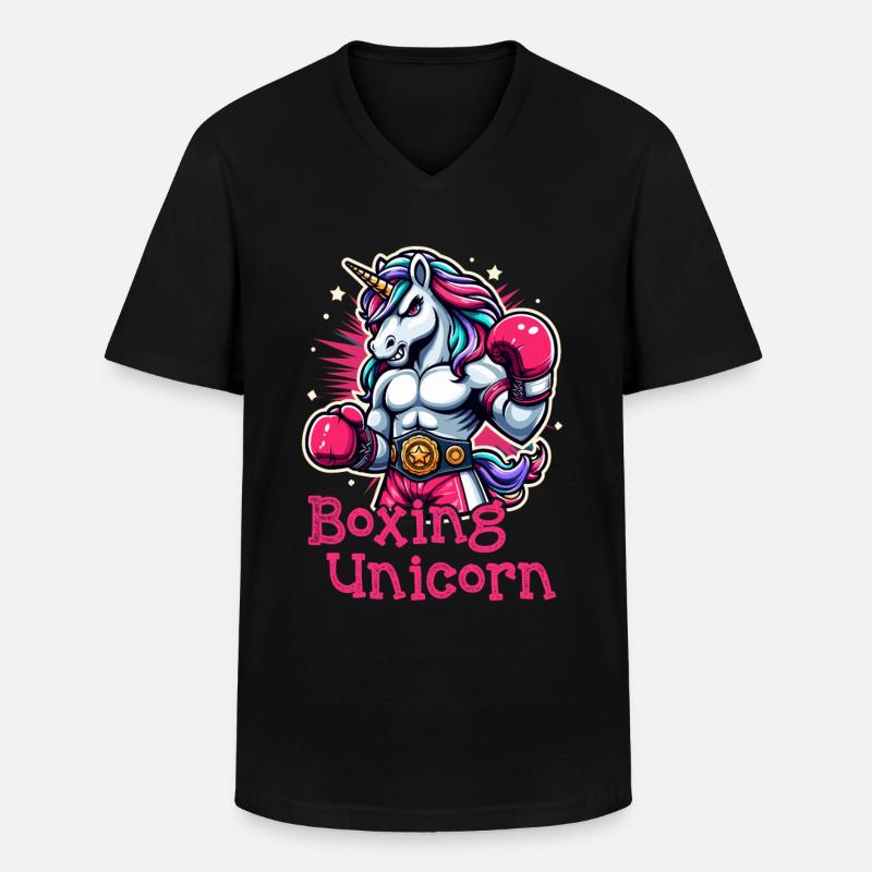 Unicorno pugile - Maglietta da uomo classica con scollo a V - nero