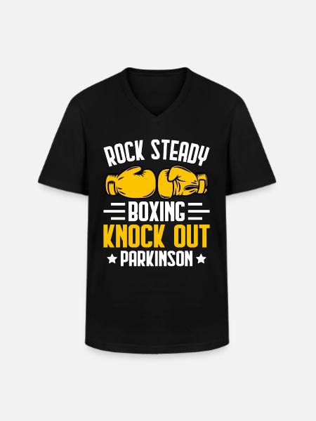 Rock stabil boksning slå ud Parkinson - Klassisk herre T-shirt med V-udskæring - sort