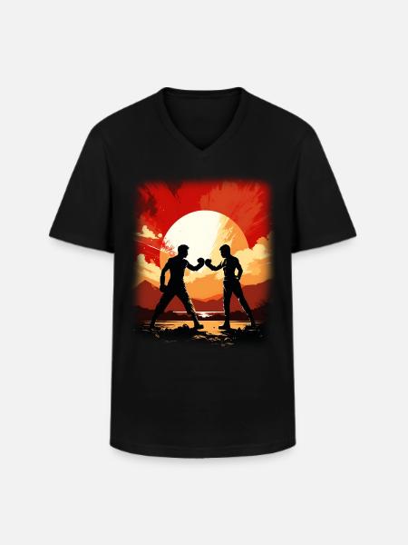Boxe - T-shirt col V Homme - noir