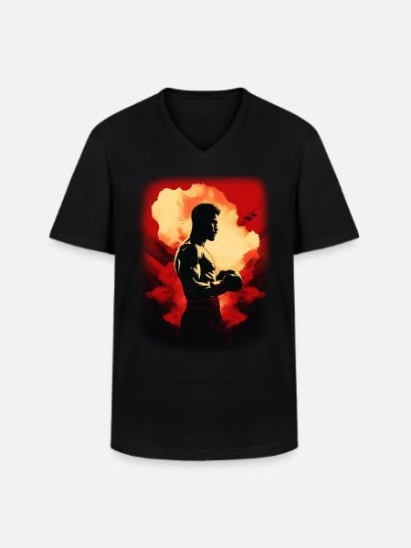 Boxe - T-shirt col V Homme - noir