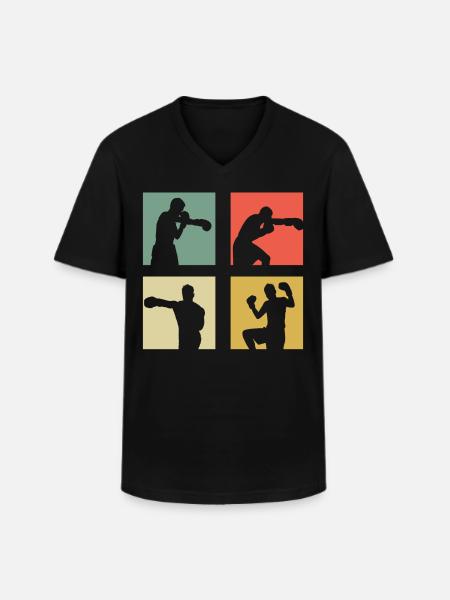 Boxe - T-shirt col V Homme - noir