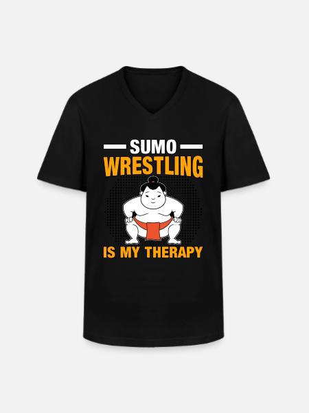 Sumo Wrestling is my Therapy - Men's V-Neck T-Shirt - black