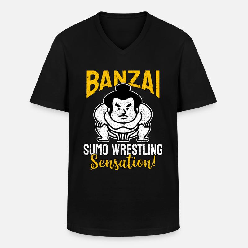 Banzai Sumo-Ringer-Sensation - Männer-T-Shirt mit V-Ausschnitt - Schwarz