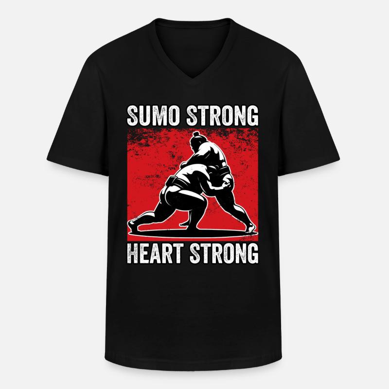 Sumo Starkes Herz Stark - Männer-T-Shirt mit V-Ausschnitt - Schwarz