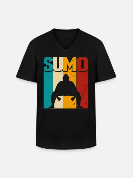 Sumo Retro - Männer-T-Shirt mit V-Ausschnitt - Schwarz