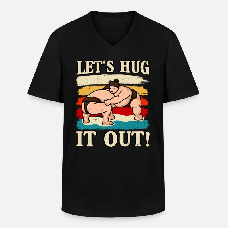 Let's hug it out Sumo - Men's V-Neck T-Shirt - black