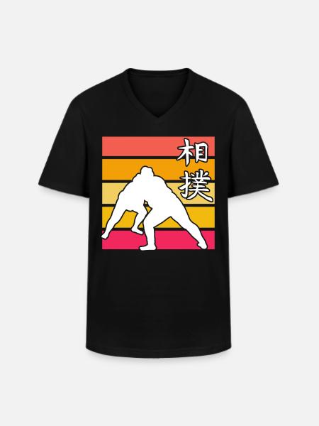 Sumo Retro - Männer-T-Shirt mit V-Ausschnitt - Schwarz