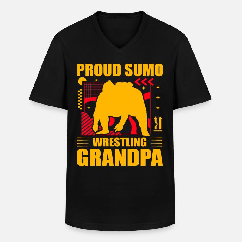 Stolzer Sumo-Ringer-Opa - Männer-T-Shirt mit V-Ausschnitt - Schwarz