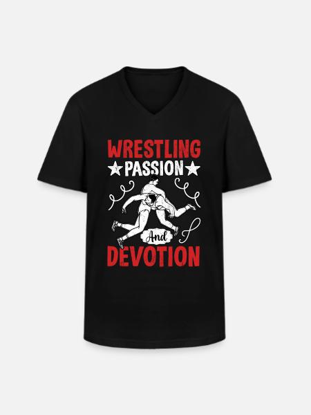 Wrestling passion and devotion - Men's V-Neck T-Shirt - black