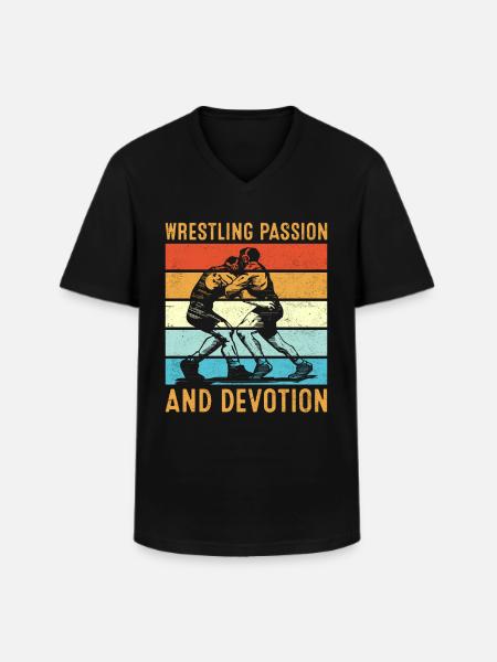 Wrestling passion and devotion - Men's V-Neck T-Shirt - black