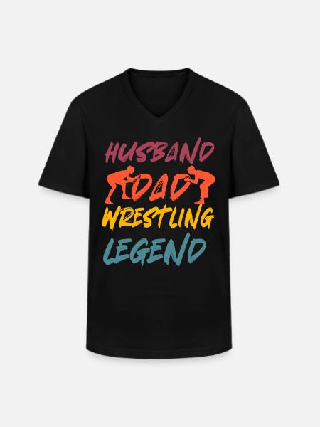 Ehemann, Vater, Wrestling-Legende - Männer-T-Shirt mit V-Ausschnitt - Schwarz
