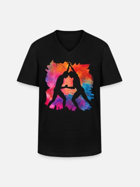 Ringen - Männer-T-Shirt mit V-Ausschnitt - Schwarz