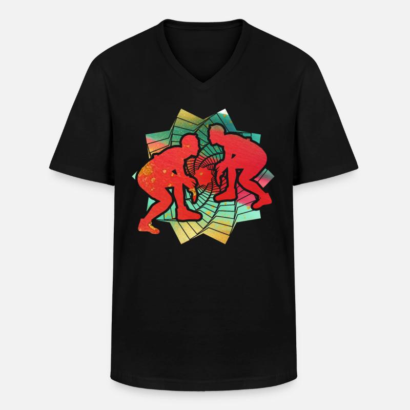 Ringen - Männer-T-Shirt mit V-Ausschnitt - Schwarz