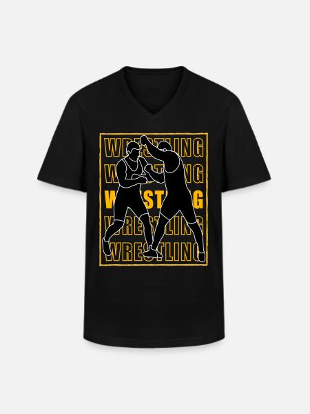 Lutte - T-shirt col V Homme - noir