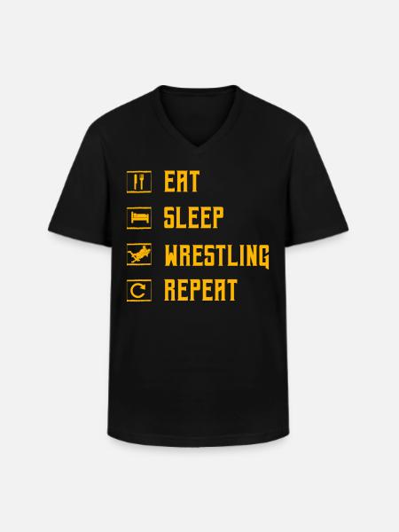 Manger dormir lutter Répéter - T-shirt col V Homme - noir