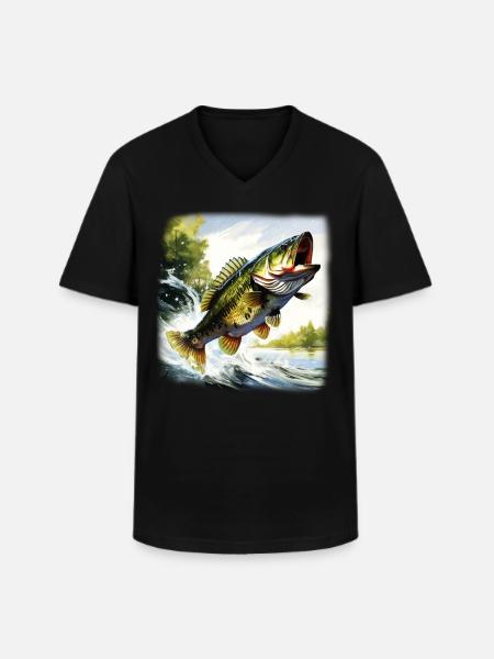 Bass Fish - Men's V-Neck T-Shirt - black