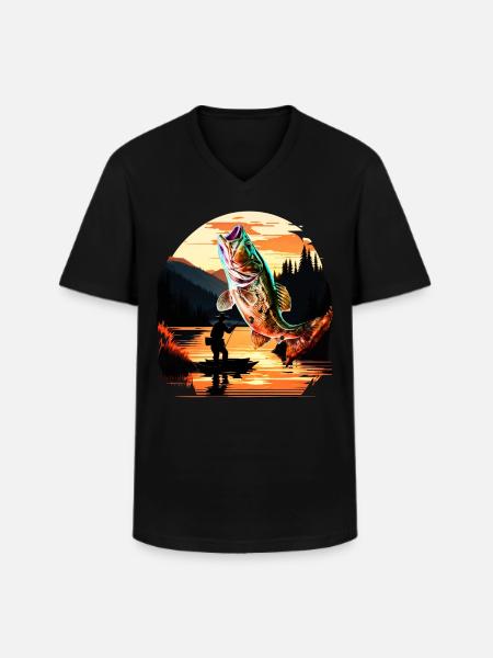 Barsch-Fisch - Männer-T-Shirt mit V-Ausschnitt - Schwarz