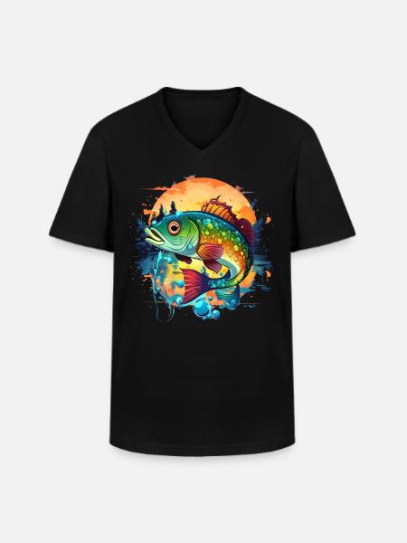 Bass Fish - Men's V-Neck T-Shirt - black