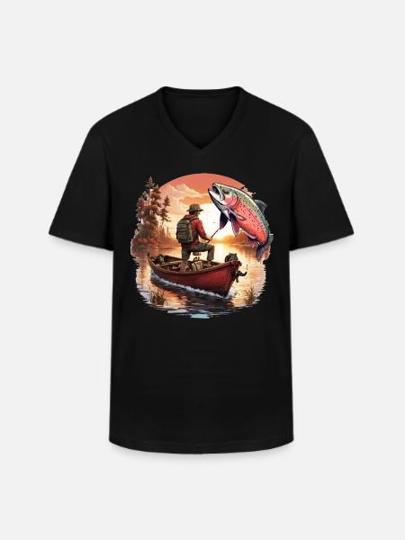 Bass Fish - Men's V-Neck T-Shirt - black