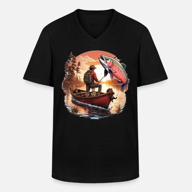 Barsch-Fisch - Männer-T-Shirt mit V-Ausschnitt - Schwarz