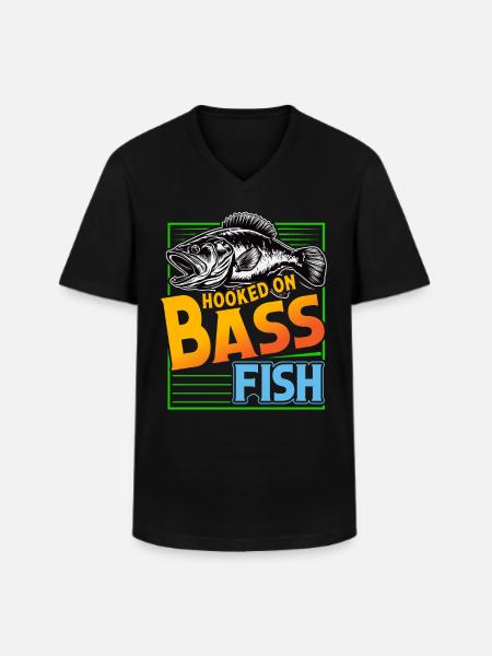Accro à l’achigan - T-shirt col V Homme - noir