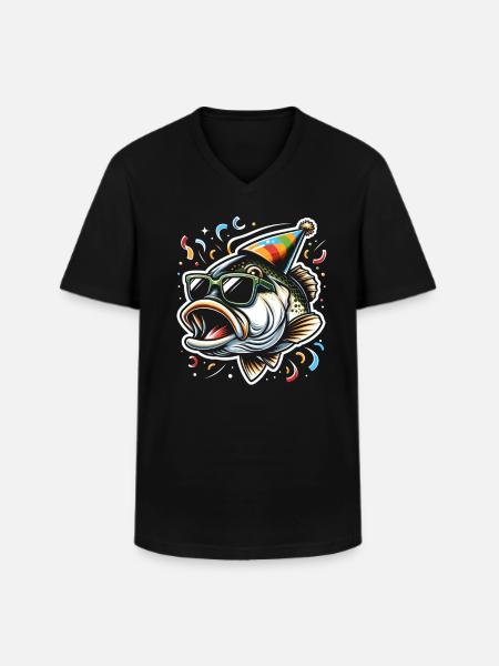 Bass Fish - Men's V-Neck T-Shirt - black