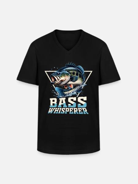 Achigan Whusperer - T-shirt col V Homme - noir