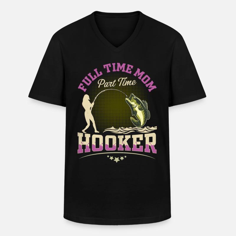 Vollzeit Mama Teilzeit Hook - Männer-T-Shirt mit V-Ausschnitt - Schwarz