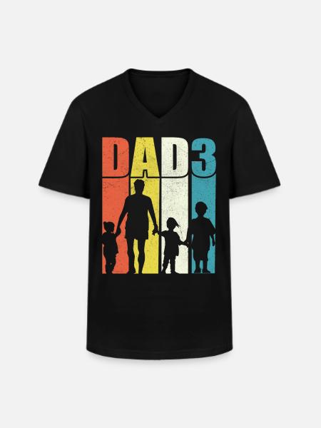 Dad of three children - Men's V-Neck T-Shirt - black