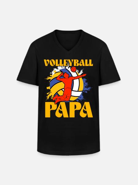 Volleyball Papa - Männer-T-Shirt mit V-Ausschnitt - Schwarz