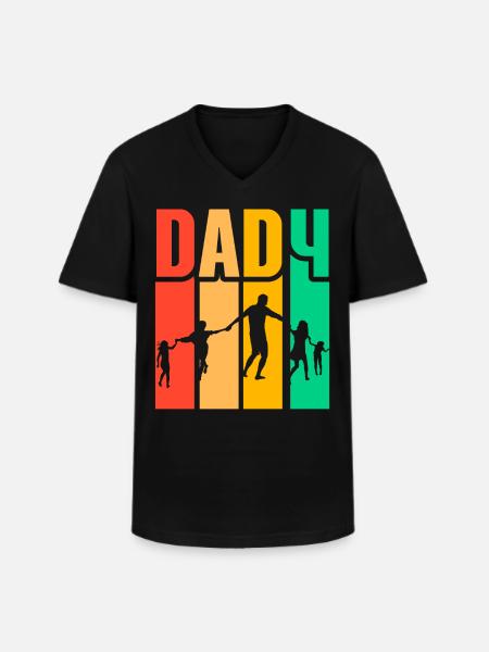 Dad of 4 Kids - Men's V-Neck T-Shirt - black