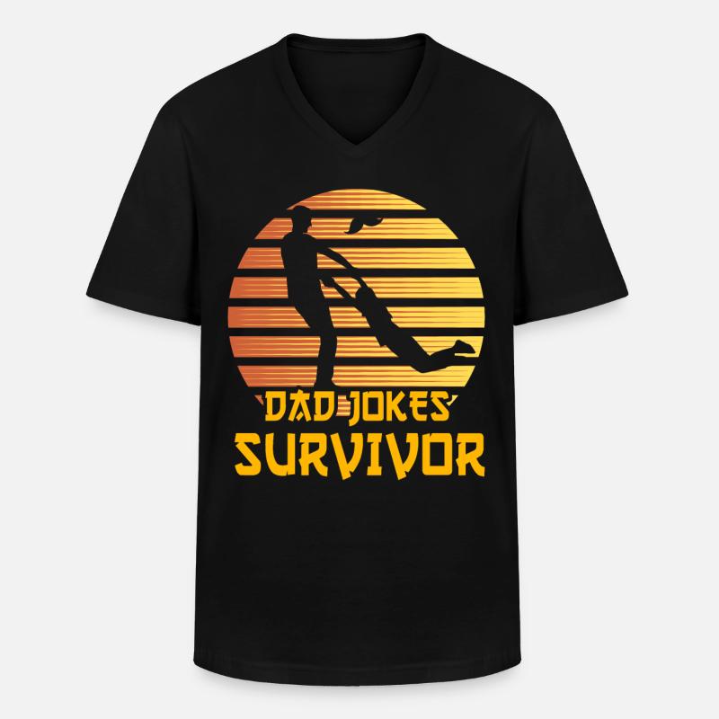 Papa scherzt Überlebender - Männer-T-Shirt mit V-Ausschnitt - Schwarz