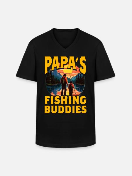 Papa's Fishing Buddies - Men's V-Neck T-Shirt - black