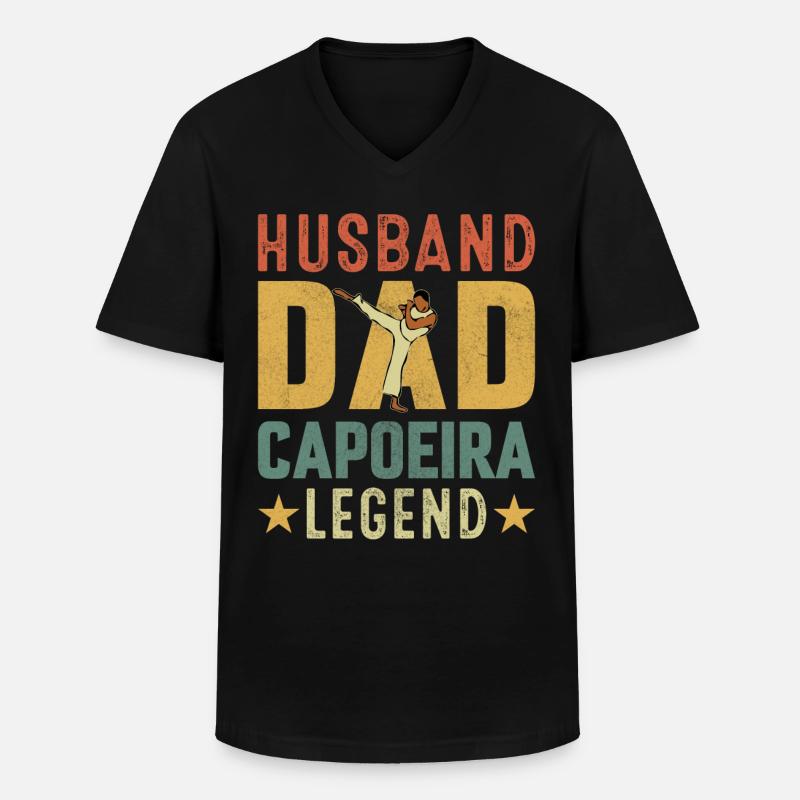 Ehemann Papa Capoeira Legende - Männer-T-Shirt mit V-Ausschnitt - Schwarz
